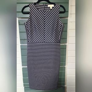 Michael Kors Black & White Striped Boat Neck Sleeveless Dress Size 8
